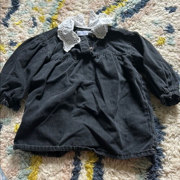 Black Long-Sleeve dress with White Collar